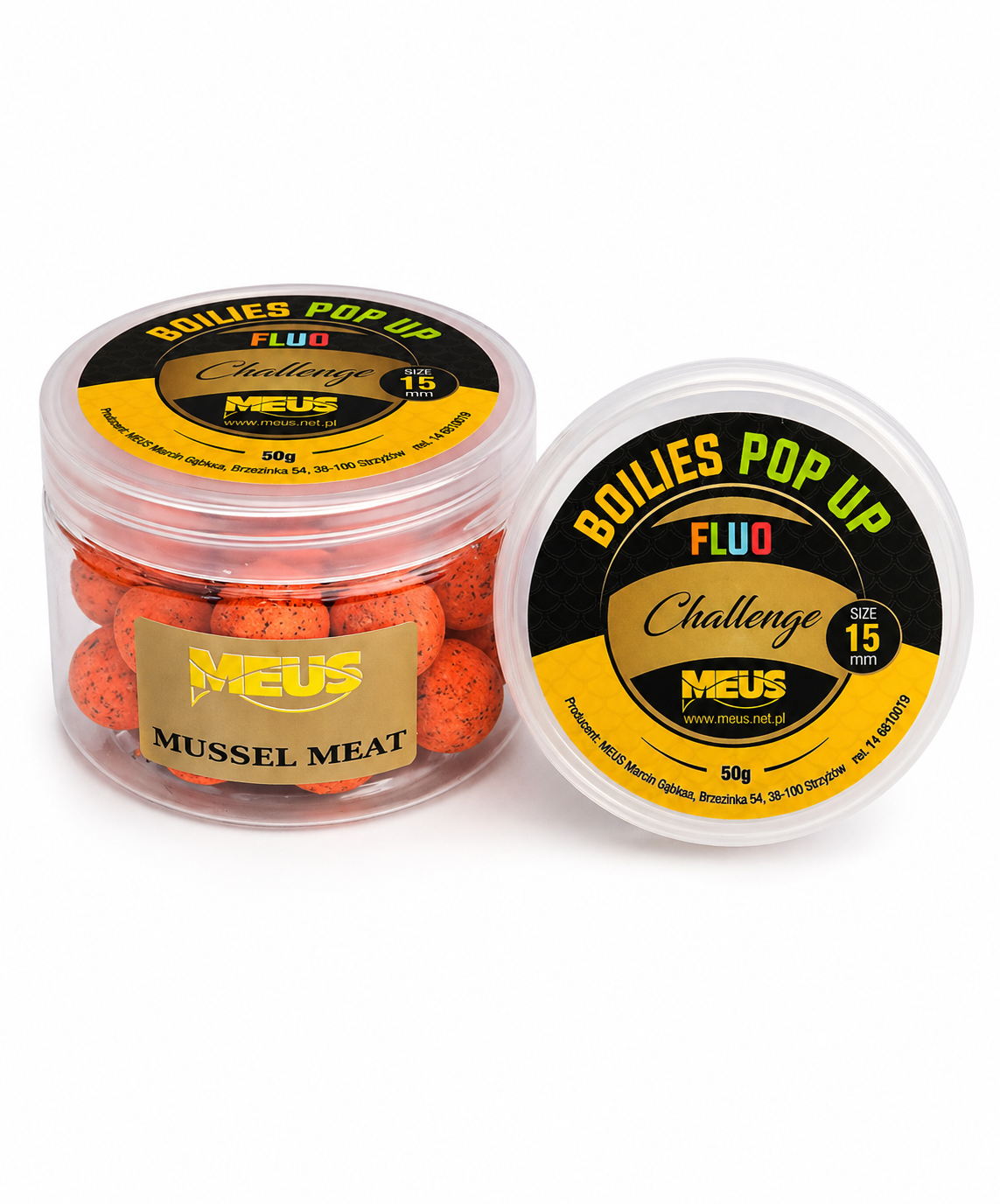Pop Up Boilies 15mm – Mussel Meat Fluo – 50g