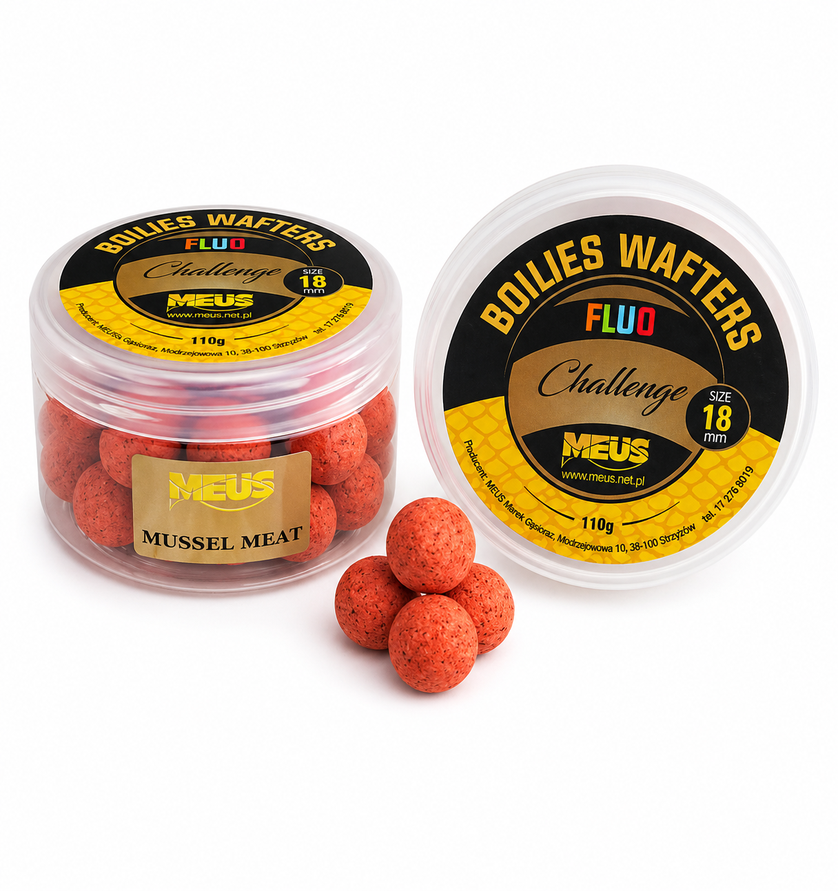 Boilies Wafters 18mm – Mussel Meat Fluo – 110g