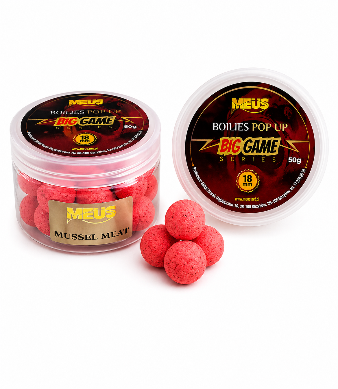 Pop Up Boilies 18mm – Mussel Meat – Big Game – 50g