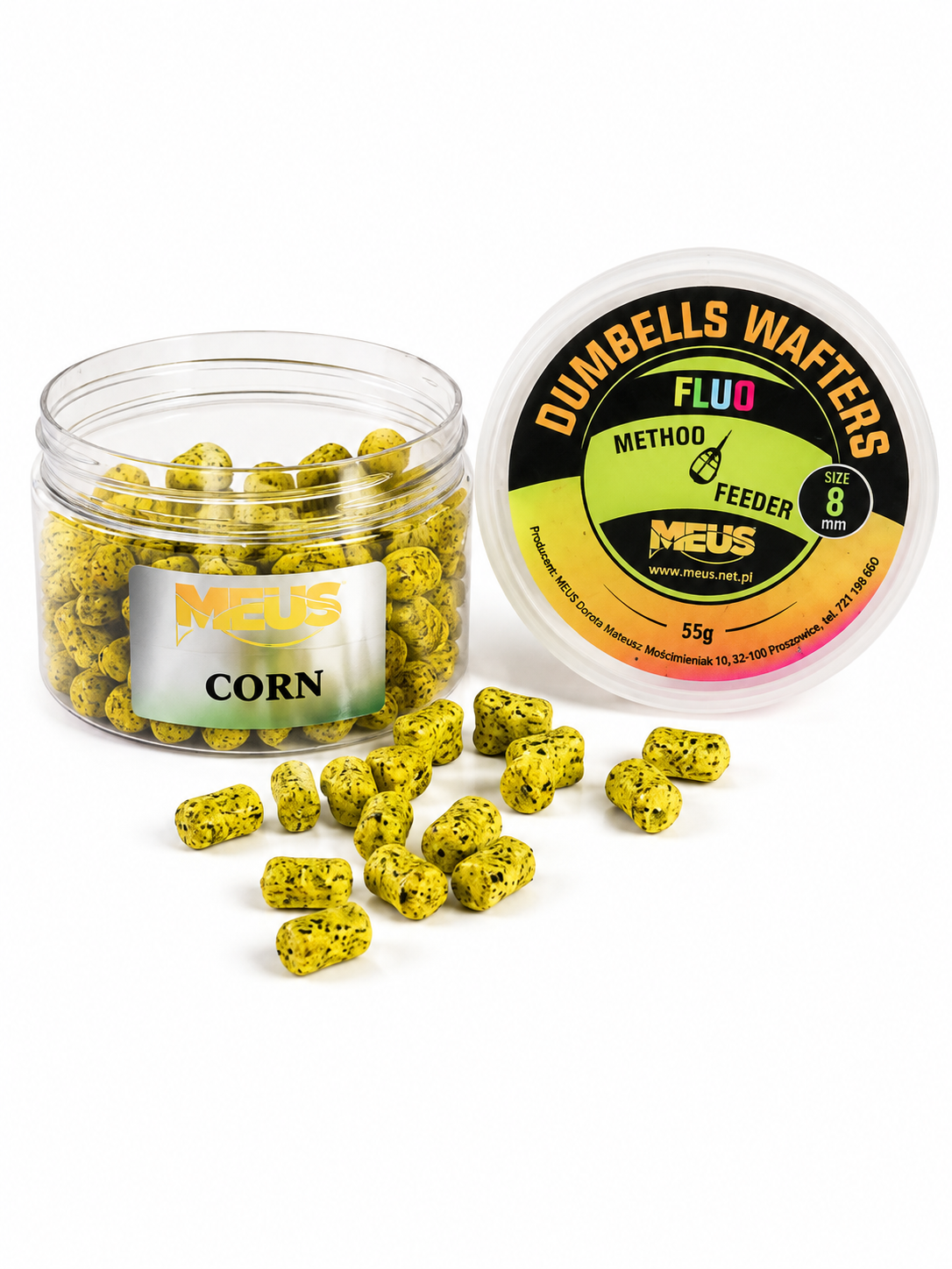 Fluo Method Feeder Dumbells Wafters Corn 8 mm – 55 g